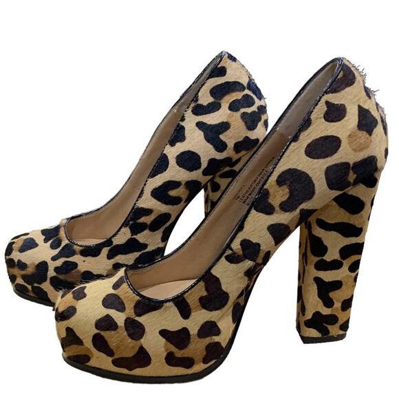 Steve Madden Sarina-L Leopard Pony Hair Platform Pumps Size 7M – Gently Used - Picture 7 of 9
